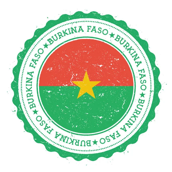 Grunge gummistämpel med Burkina Faso flag Vintage travel stämpel med cirkulär text stjärnor och — Stock vektor