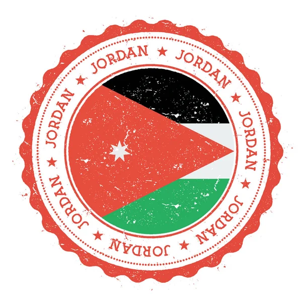 Jordan bayrak Vintage Grunge lastik damga damga dairesel metin yıldız ve ulusal seyahat — Stok Vektör