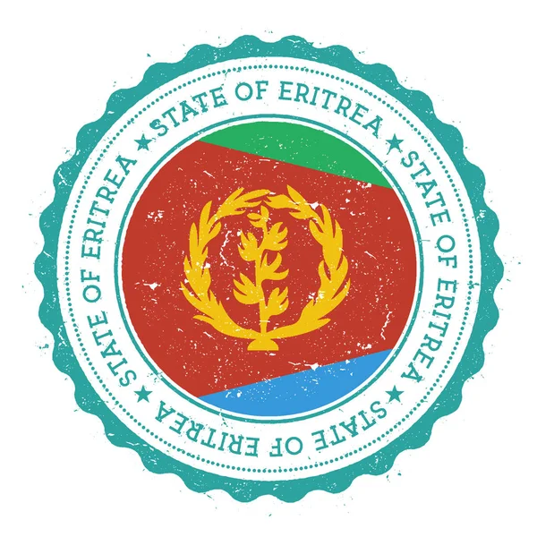 Sello de goma grunge con bandera de Eritrea Sello de viaje vintage con estrellas de texto circular y nacional — Archivo Imágenes Vectoriales