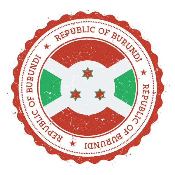 Sello de goma grunge con bandera de Burundi Sello de viaje vintage con estrellas de texto circular y nacional — Archivo Imágenes Vectoriales
