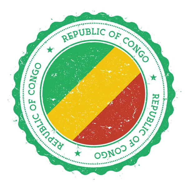 Sello de goma grunge con bandera del Congo Sello de viaje vintage con estrellas de texto circular y nacional — Vector de stock