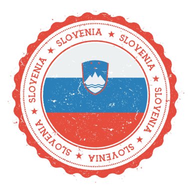 Slovenya bayrağı Vintage Grunge lastik damga damga dairesel metin yıldız ve ulusal seyahat