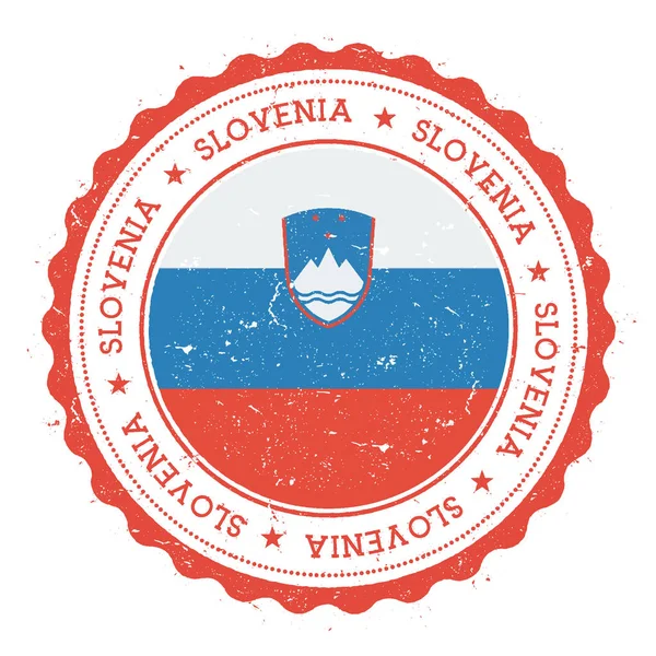 Grunge gummistämpel med Slovenien flagga Vintage resa stämpel med cirkulär text stjärnor och nationella — Stock vektor