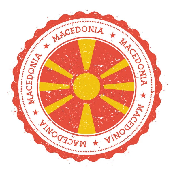 Grunge sello de goma con Macedonia la Antigua República Yugoslava de Bandera Vintage sello de viaje con — Vector de stock