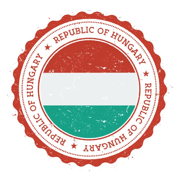 Sello de goma grunge con bandera de Hungría Sello de viaje vintage con estrellas de texto circular y nacional — Vector de stock