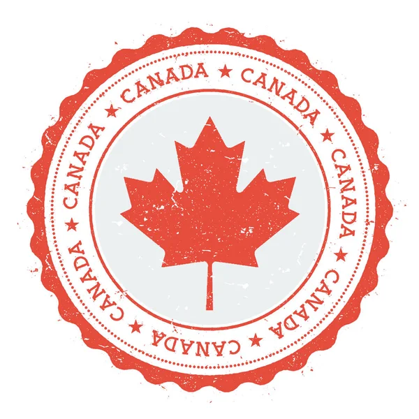 Grunge timbro di gomma con bandiera canadese Timbro di viaggio vintage con stelle di testo circolare e nazionale — Vettoriale Stock