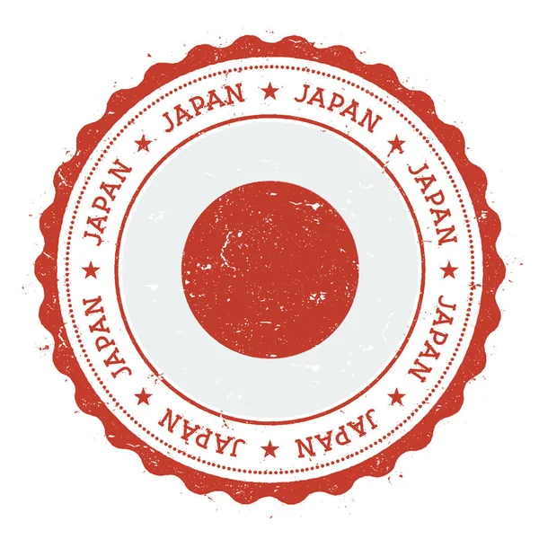 Timbre en caoutchouc Grunge avec drapeau du Japon Timbre de voyage Vintage avec des étoiles de texte circulaire et national — Image vectorielle