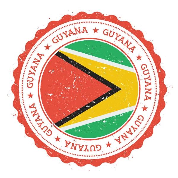 Grunge gummistämpel med Guyanas flagga Vintage resa stämpel med cirkulär text stjärnor och nationella — Stock vektor