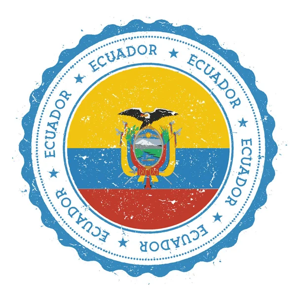 Timbre en caoutchouc Grunge avec drapeau équatorien Timbre de voyage Vintage avec des étoiles de texte circulaire et national — Image vectorielle