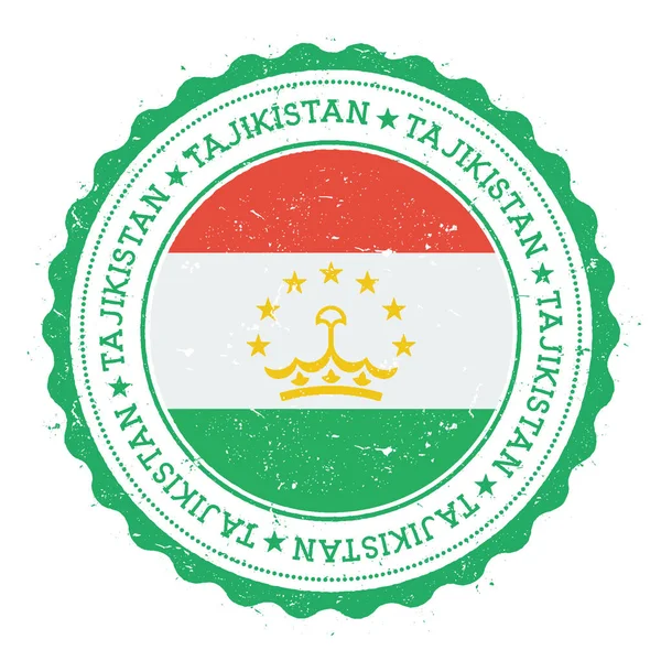 Grunge 橡皮戳与塔吉克斯坦国旗复古旅行邮票与圆形文本星和 — 图库矢量图片