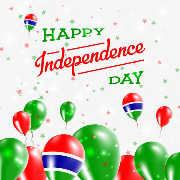 Dia da Independência da Gâmbia Balões de Design Patriótico em Cores Nacionais do País Feliz — Vetor de Stock