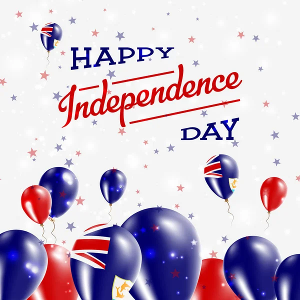 Dia da Independência de Anguila Balões de Design Patriótico em Cores Nacionais do País Feliz — Vetor de Stock