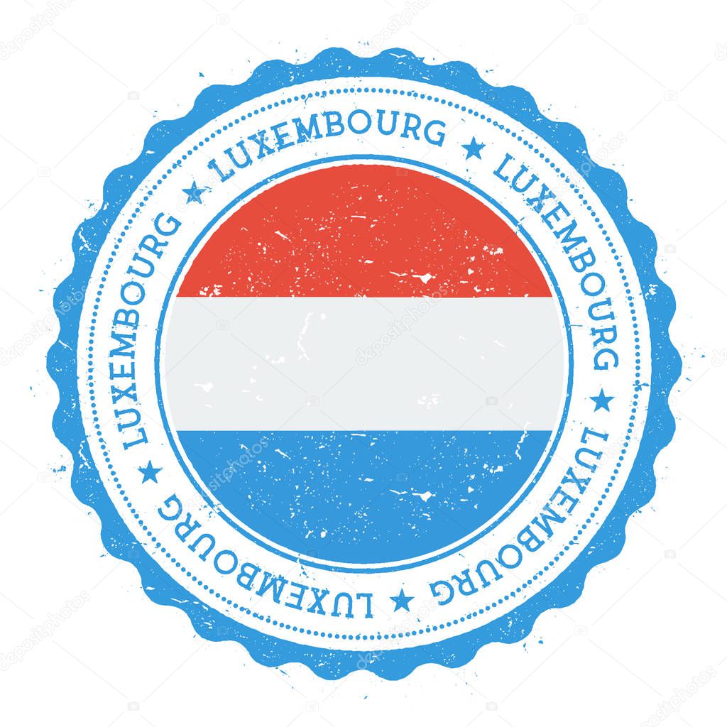 Grunge rubber stamp with Luxembourg flag Vintage travel stamp with circular text stars and