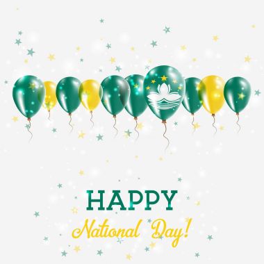 Makao Bağımsızlık günü pırıl pırıl vatansever Poster Mutlu Bağımsızlık günü kartı Macao bayraklı