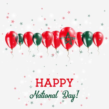 Fas Bağımsızlık günü pırıl pırıl vatansever Poster Mutlu Bağımsızlık günü kartı Fas bayraklı