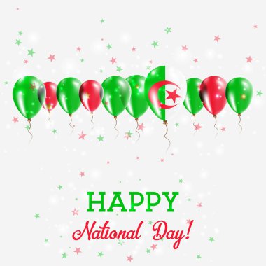 Cezayir Bağımsızlık günü pırıl pırıl vatansever Poster Mutlu Bağımsızlık günü kartı Cezayir bayraklı