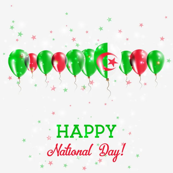 Cezayir Bağımsızlık günü pırıl pırıl vatansever Poster Mutlu Bağımsızlık günü kartı Cezayir bayraklı