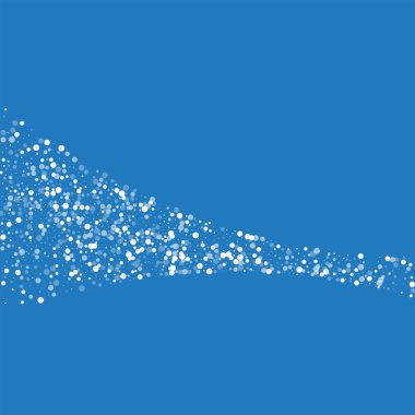 Rasgele düşen beyaz nokta rasgele düşme ile kuyruklu yıldız beyaz nokta üzerinde mavi arka plan vektör