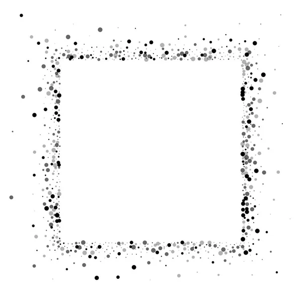 Щільні чорні крапки квадратний абстрактних кордону з щільною чорні крапки на білому тлі вектор — стоковий вектор