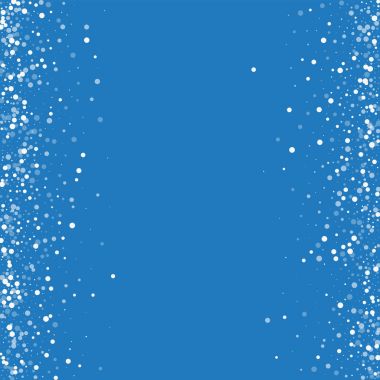 Rasgele düşen beyaz nokta rasgele düşme ile dağınık sınır beyaz nokta üzerinde mavi arka plan vektör