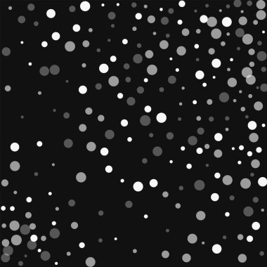 Vektör çizim siyah arka plan üzerine beyaz noktalar rastgele dağılım düşme ile beyaz noktalar düşüyor