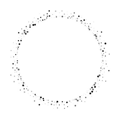 Beyaz arka planda vektör çizim yoğun siyah noktalar ile yuvarlak şekil yoğun siyah nokta