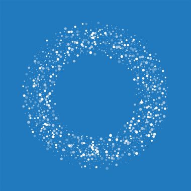 Rasgele düşen beyaz nokta simit şekli ile rasgele düşen beyaz nokta üzerinde mavi arka plan vektör