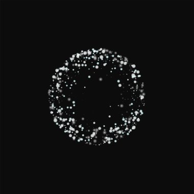 Şaşırtıcı düşen kar küçük yuvarlak çerçeveli siyah arka planda vektör şaşırtıcı yağan kar
