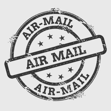 Beyaz zemin üzerinde izole hava postası kauçuk damgası Grunge yuvarlak mühür metin mürekkebi dokusu ve