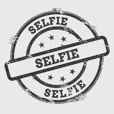 Selfie lastik damgası izole Grunge beyaz arka plan üzerinde metin mürekkep dokulu yuvarlak mühür ve