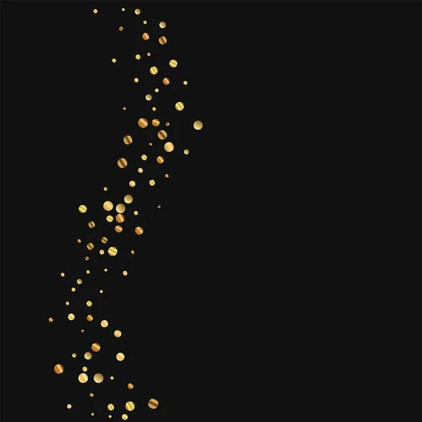 Sparse gold confetti Left wave on black background Vector illustration