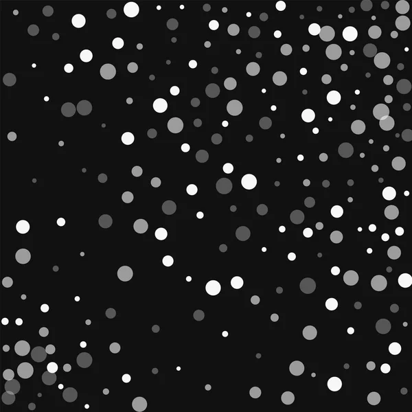 Pois blancs tombants Dispersion aléatoire avec points blancs tombants sur fond noir Illustration vectorielle — Image vectorielle