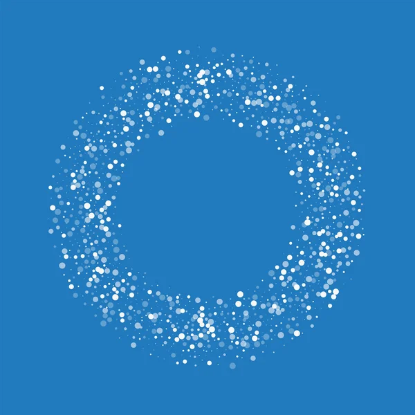 Rasgele düşen beyaz nokta simit şekli ile rasgele düşen beyaz nokta üzerinde mavi arka plan vektör