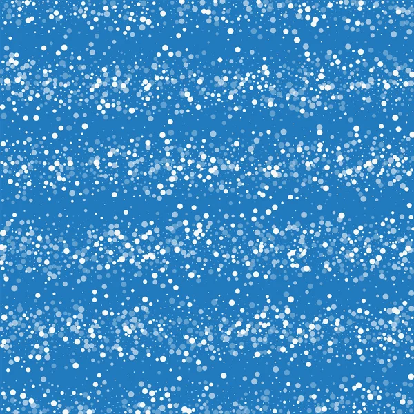Caída aleatoria de puntos blancos Líneas de dispersión caóticas con puntos blancos que caen al azar sobre fondo azul — Vector de stock