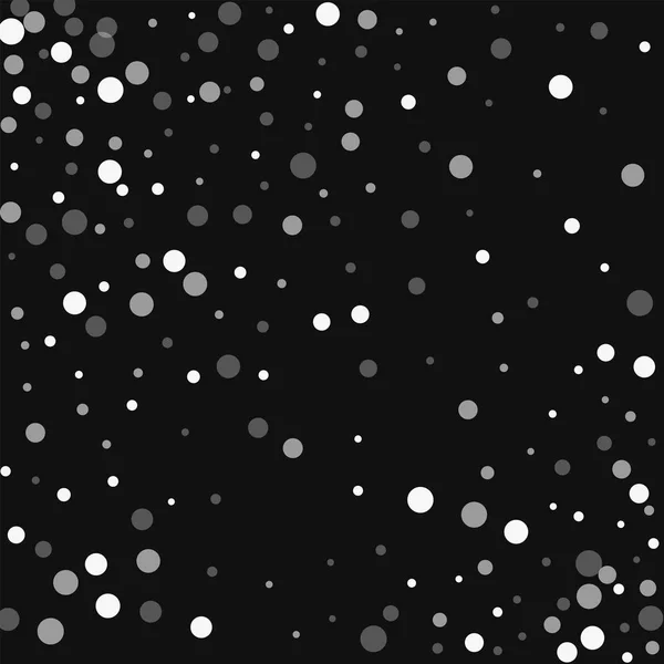 Vallende witte stippen Scatter patroon met vallende witte stippen op zwarte achtergrond Vector — Stockvector