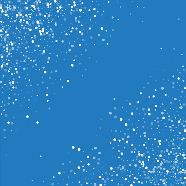 Caída aleatoria de puntos blancos Abstracto dispersión caótica con la caída aleatoria de puntos blancos en azul — Archivo Imágenes Vectoriales