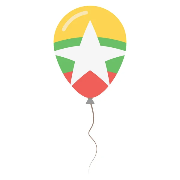 Beyaz arka planda bağımsızlık izole balon Cumhuriyeti, Myanmar Birliği Ulusal renkler — Stok Vektör