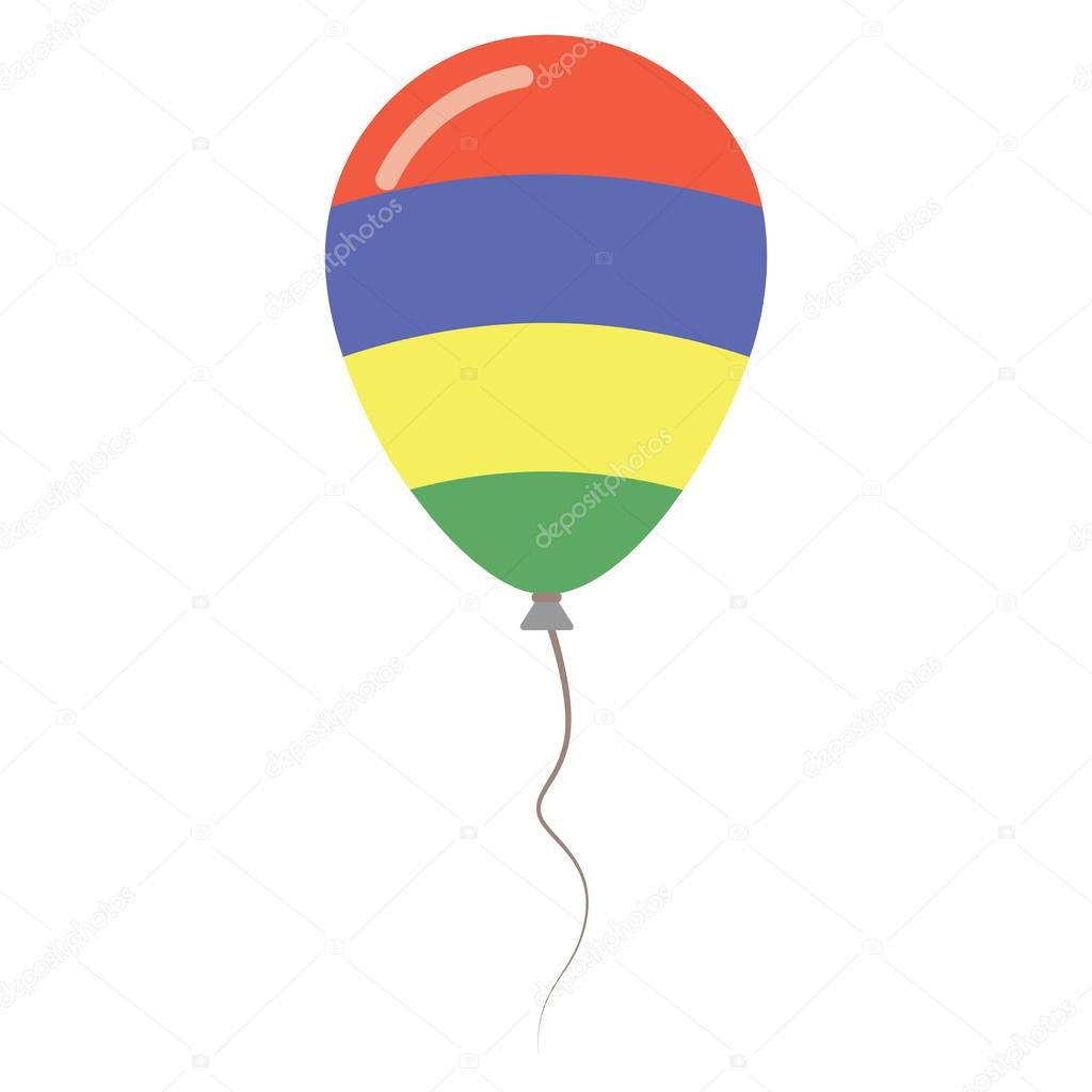 Republic of Mauritius national colors isolated balloon on white background Independence day