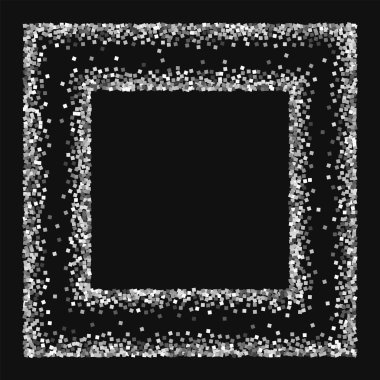 Glitter kare gümüş Gümüş Sim siyah arka planda dikkat çekici vektör ile kaotik çerçeve
