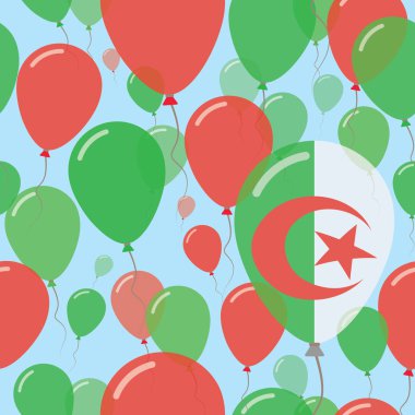 Cezayir ulusal gün düz Seamless Modeli kutlama balonları Cezayir bayrak renkleri uçan