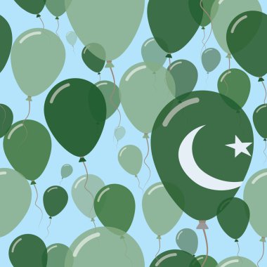 Pakistan Ulusal gün düz Seamless Modeli kutlama balonları Pakistan renkleri uçan