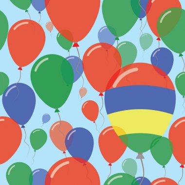 Mauritius ulusal gün düz Seamless Modeli kutlama balonları Mauritian renkleri uçan