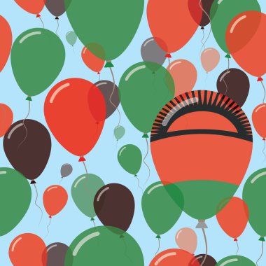 Malavi Milli gün düz Seamless Modeli kutlama balonları Malawian bayrak renkleri uçan