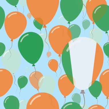 İrlanda Ulusal gün düz Seamless Modeli kutlama balonları İrlanda bayrağı renkleri uçan