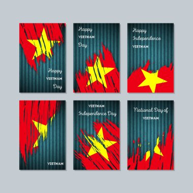 Vietnam vatansever kartları için Milli Günü ifade fırça darbesi kara günü ulusal bayrak renklerde