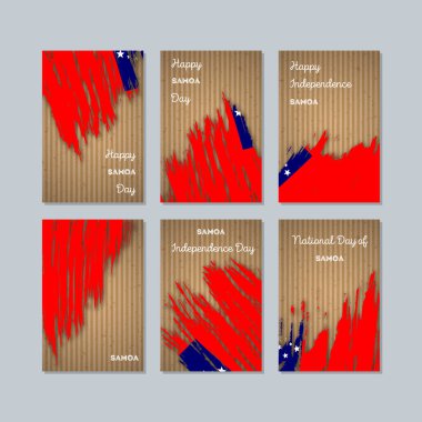Samoa vatansever kartları Milli Günü ifade fırça darbesi kraft ulusal bayrak renk için
