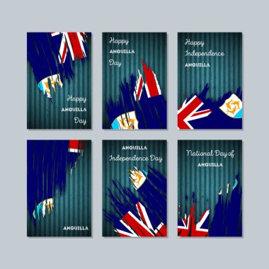 Anguilla vatansever kartları için Milli Günü ifade fırça darbesi kara günü ulusal bayrak renklerde