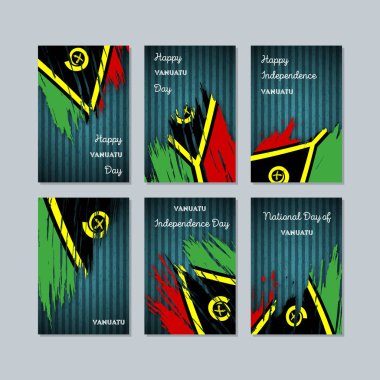 Vanuatu Cumhuriyeti Milli Günü ifade fırça darbesi kara günü ulusal bayrak renklerde için vatansever kartları