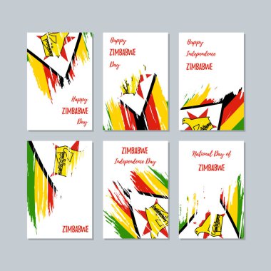 Zimbabve vatansever kartları Milli Günü ifade fırça darbesi beyaz Milli bayrak renk için