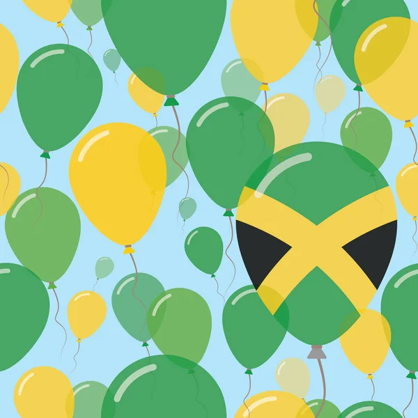 Día Nacional de Jamaica Patrón plano sin costura Flying Celebration Globos en colores de la bandera de Jamaica — Vector de stock